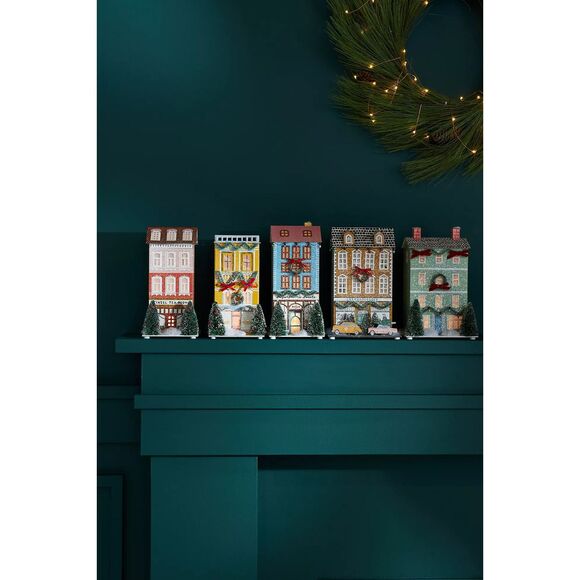 Anthropologie George & Viv Light-Up Holiday Village FULL SET OF 5 NEW - Picture 1 of 7